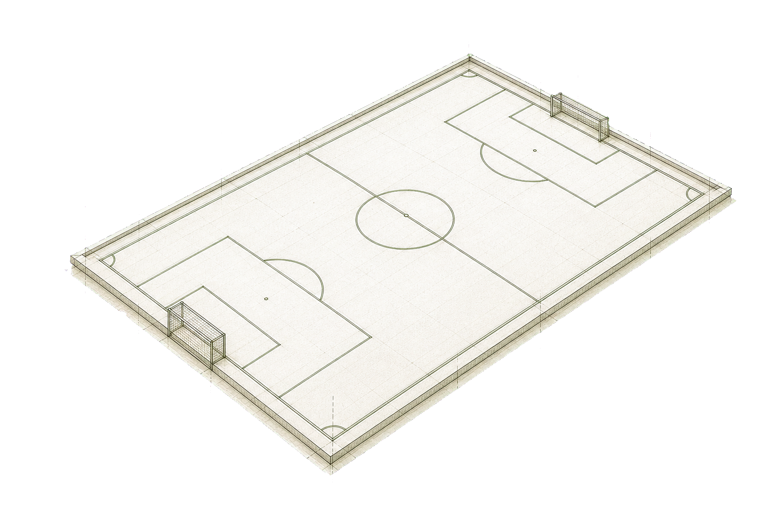 Dessin au crayon d'un terrain de football extérieur