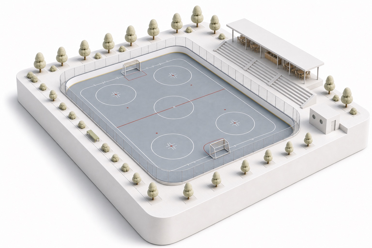 Maquette 3D d'un espace skater inline et hockey