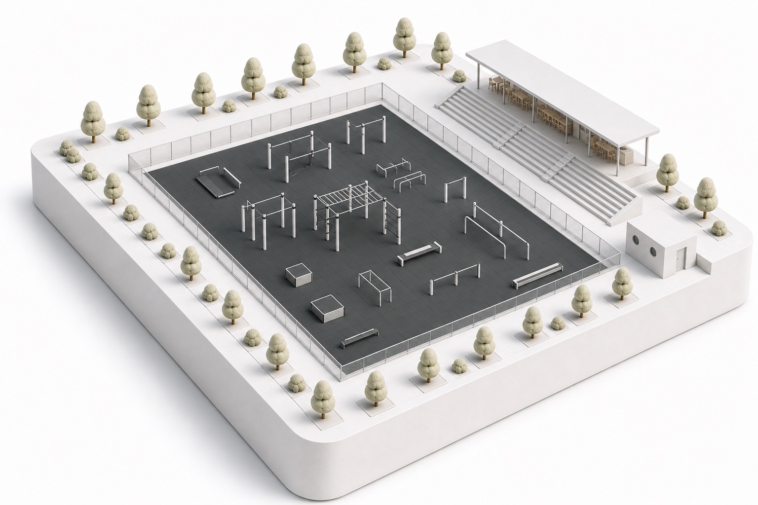 Maquette 3D d'un espace street workout
