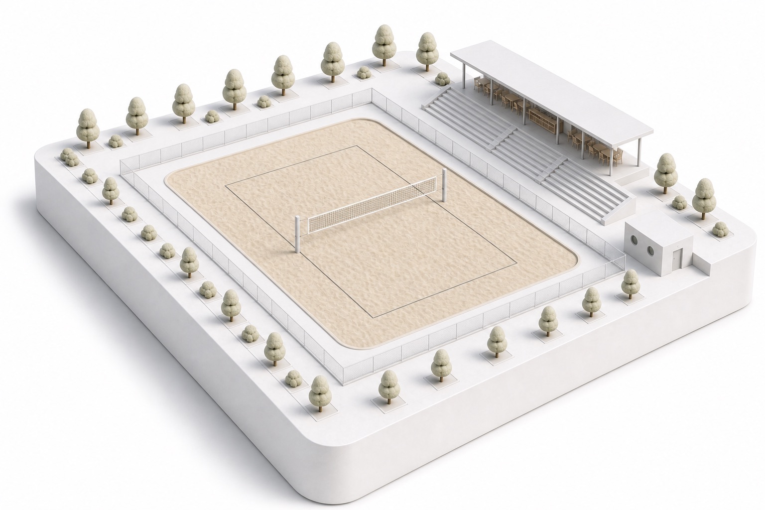 Maquette 3D d'un terrain de beach volley