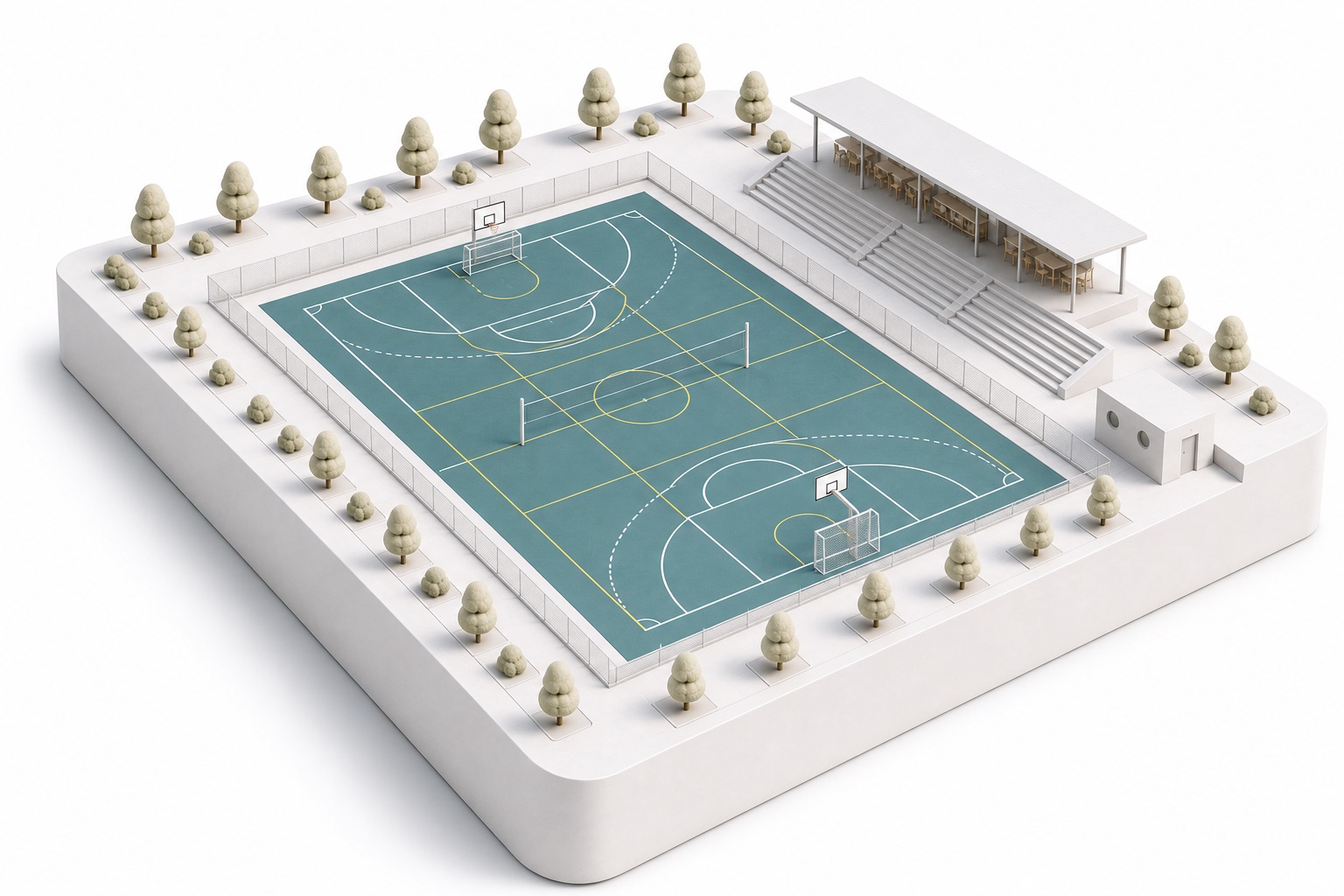 Maquette 3D d'un terrain multisports