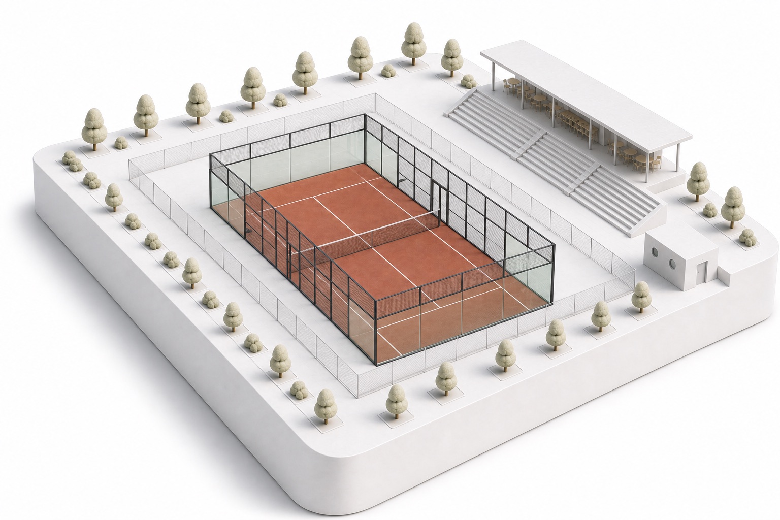 Maquette 3D d'un terrain de padel