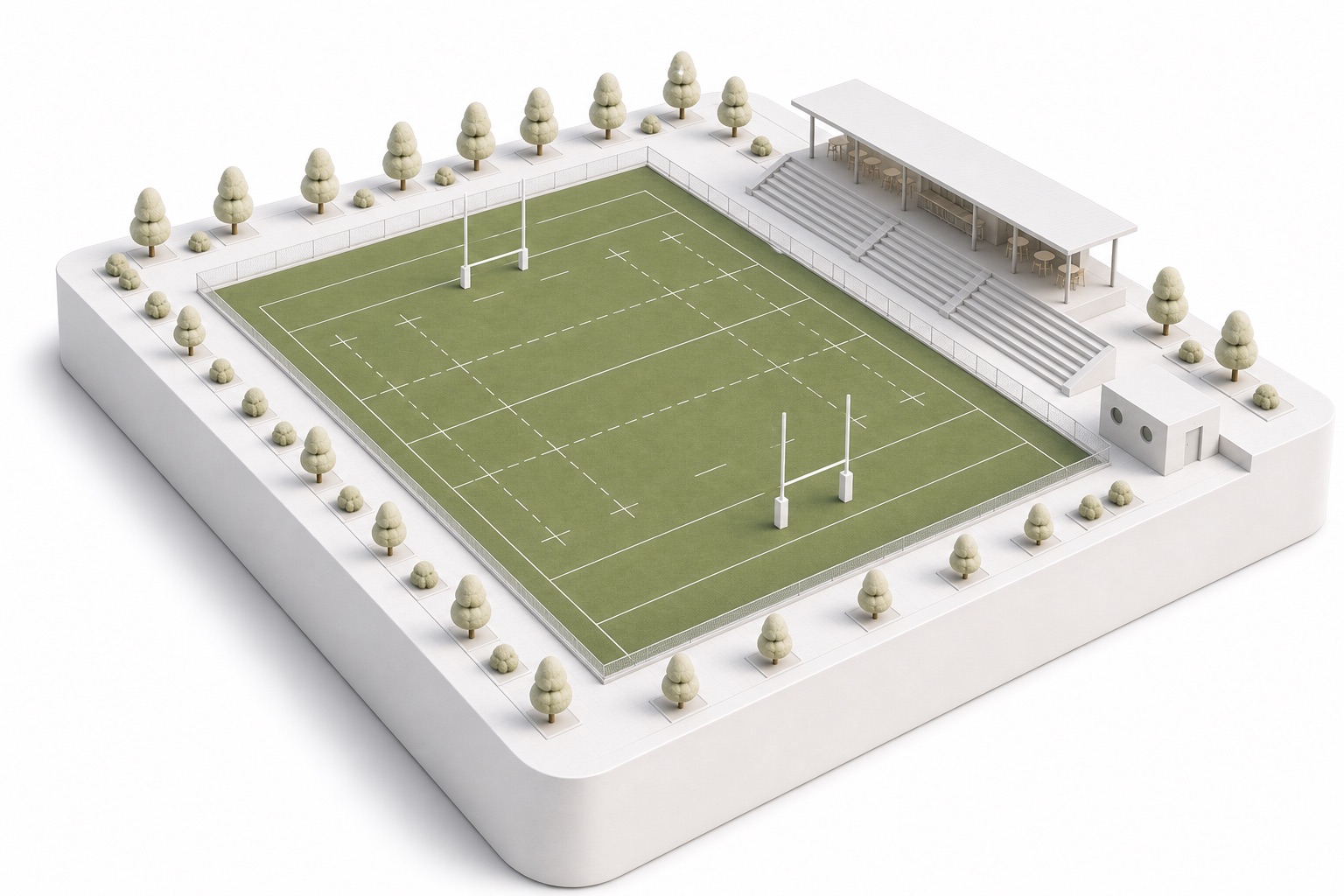 Maquette 3D d'un terrain de rugby
