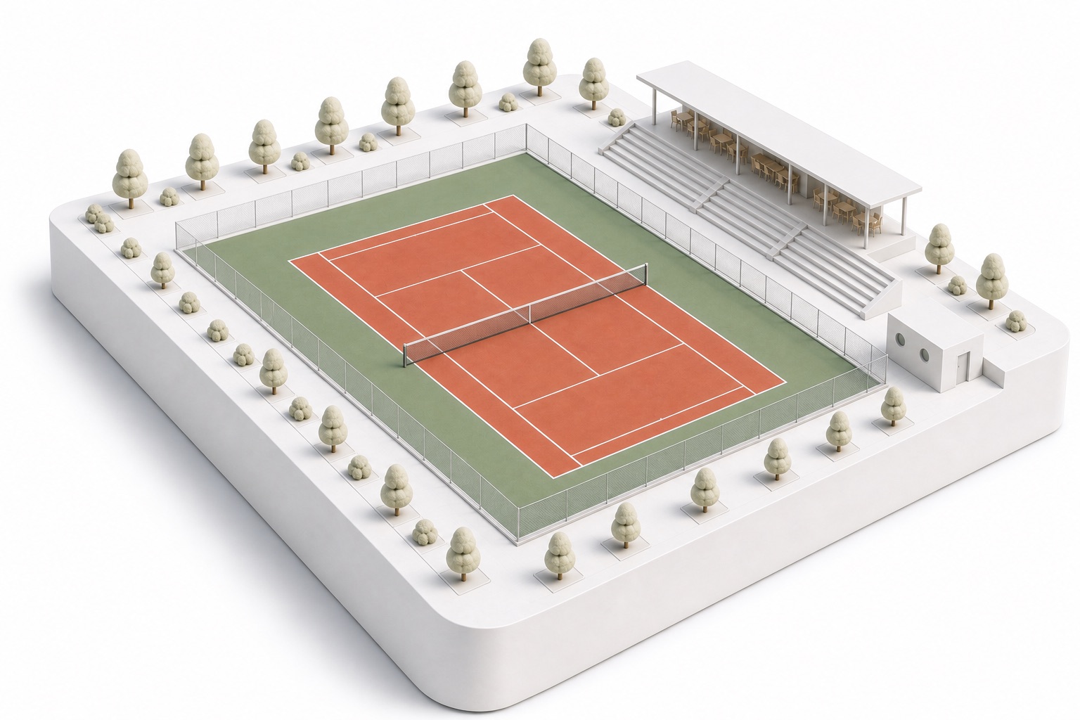 Maquette 3D d'un terrain de tennis
